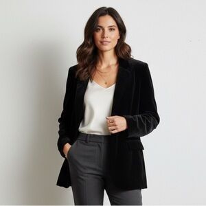 GAP Sz M Black Velvet Silk Elegant Blazer